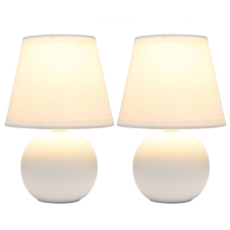 (Set of 2) 8.66" Petite Ceramic Orb Base Bedside Table Lamps with Matching Tapered Drum Shade - Creekwood Home, 2 of 10