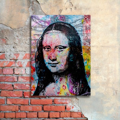 Dean Russo Colorful Pop Art Mona Lisa Brushed Aluminum Portrait