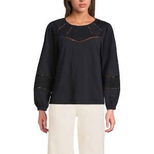 Lands' End Women's Long Sleeve Slub Pintuck Top - 1 of 4