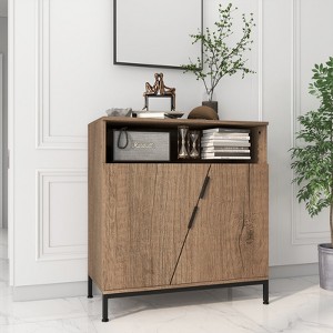 COZONY 31" Sideboard Cabinet with Adjustable Shelves, Oblique Door Storage Buffet, Modern Wood Cabinet for Kitchen, Dining, Living Room, Brown - 1 of 4