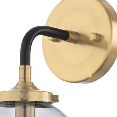 Boudreaux Matte Black and Antique Gold 1-Light Wall Sconce with Clear Glass Shade