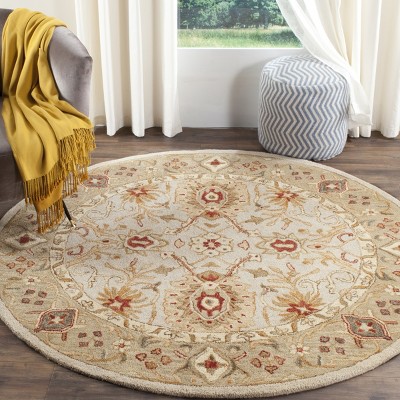 Elegant Heirloom Gray Wool 54" Oval Hand-Tufted Area Rug
