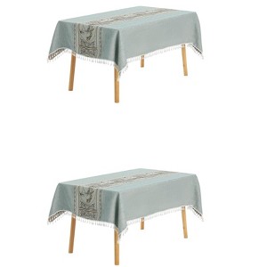 Unique Bargains Rustic Cotton Linen Waterproof Dinner Party Christmas Table Cover 2 Packs - 1 of 4