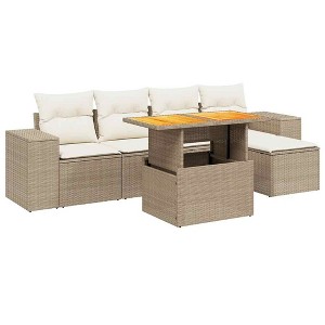 vidaXL Garden Sofa Set Beige, Cream White - 1 of 4