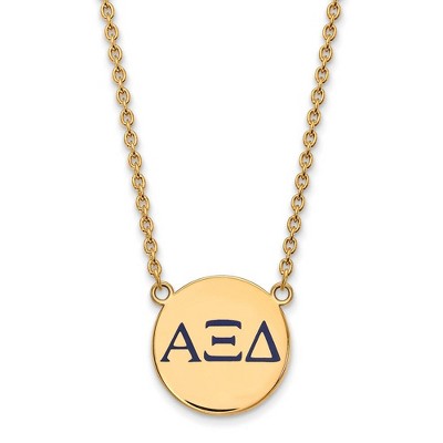Black Bow Jewelry 14k Yellow Gold Plated Sterling Silver Alpha Xi Delta Greek Life Necklace 18 Inch