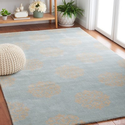 Handmade Turquoise and Yellow Wool Viscose 6' x 9' Area Rug