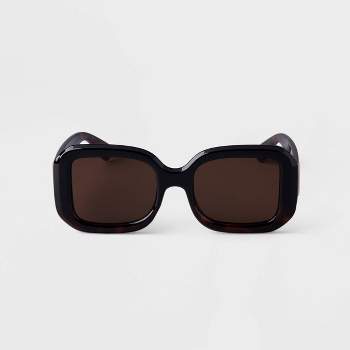 Women's Two-Tone Tortoise Shell Square Plastic Sunglasses - A New Day™ Black