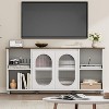 70" Rustic TV Stand - Entertainment Center with Corrugated Glass Cabinet Doors & Open Shelves - 3 of 4
