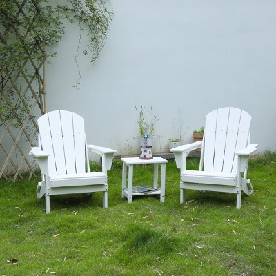 Adirondack Chair Set,2 Folding Adirondack Chair With 1 Side Table,3-Piece Adirondack Chair Set With Wood Texture For Patio,Garden-Cuddlewood