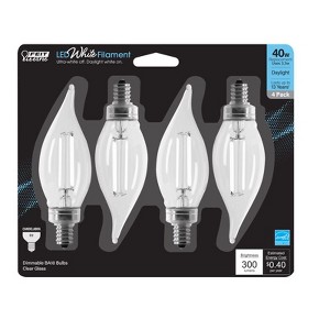Feit Electric BA10 E12 (Candelabra) Filament LED Bulb Daylight 40 Watt Equivalence 4 pk - 1 of 1