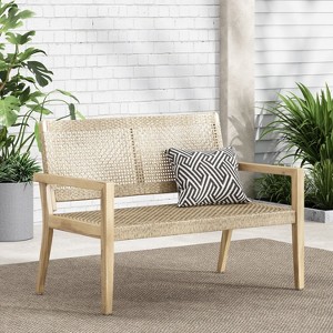 CAVINAS 1 PC Acacia Wood Wicker Patio Chairs No Cushion,Light Brown Outdoor Accent Chairs for Garden,Backyard,Balcony - 1 of 4