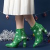 Perphy Women's Glitter Sparkly Pointed Toe Zipper Chunky Heels Ankle Boots - 2 of 4