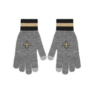 NFL New Orleans Saints Gray Big Logo Glove: Knit Acrylic, Ribbed Cuffs, Adult Size - 1 of 4