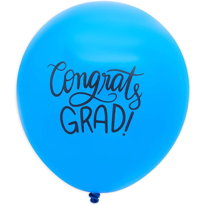 Sparkle and Bash 50 Pack Congrats Grad Balloons Kit, Class of 2022 Graduation Party Supplies Decorations, Blue & White, 12 in, 3 of 8