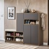 2-in-1 Shoe Storage Bench & Shoe Cabinets , Multi-functional Shoe Rack with Padded Seat, Adjustable Shelves - Leovsnove - 2 of 4