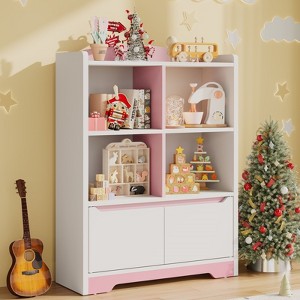 Bookshelf and Toy Organizer, Kids Book Shelf for Kid Rooms with Door, Cubes Storage Organizer,Wood Children Bookcase - 1 of 4