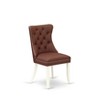 East West Furniture DAP2F23 Dallas Parson Kitchen Chairs - Button Tufted Nailhead Trim Beige Red faux Leather  Dining Chairs, Set of 2, linen white - 2 of 4
