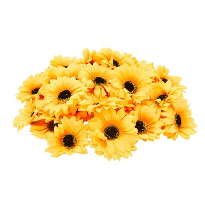 Bright Creations 60 Pack Fake Sunflower Heads Artificial Flowers, Faux Yellow Silk Flower for Crafts & Decor, 3.9 in