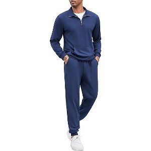 COOFANDY Men's Tracksuit 2 Piece Quarter Zip Sweatsuit Sets Casual Athletic Running Jogging Suits - 1 of 4