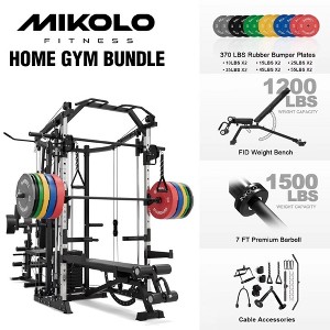 Mikolo Dual-Station Smith Machine Power Cage with 121LB Weight Stacks ...