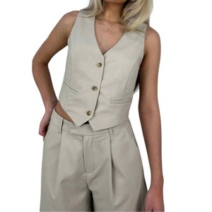 Women's swear Button Down Vest - NIA - 1 of 4