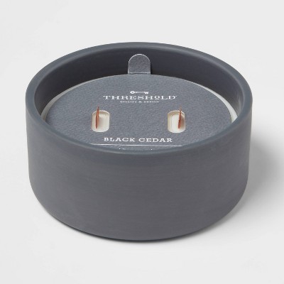 8oz 2-Wick Matte Ceramic Woodwick Candle Black Cedar - Threshold™