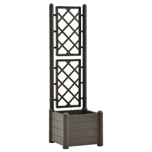 vidaXL Garden Planter Mocha Polypropylene Large Planters - Anthracite 16.9" x 16.9" x 55.9" - 1 of 4