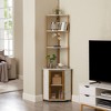 VECELO 63" Tall Corner Bookshelf 6-Tier Corner Shelf Standing Cabinet Organizer with LED Light and Charging Station, Small Space, Brown/Gray - 2 of 4