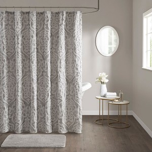 Elegant Textured Jacquard Bathroom Shower Curtain – 72x72 Inches of Opulence - 1 of 4