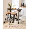 Narrow Long Bar Table for Kitchen & Dining, Sturdy Metal Frame with Built-in Charging Station, Industrial Style, 15.7x39.4x35.4 Inches, Rustic Brown - 2 of 4