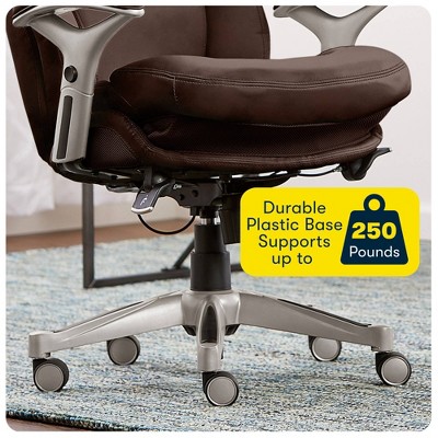 Chestnut Brown Bonded Leather Ergonomic Executive Chair with Adjustable Arms