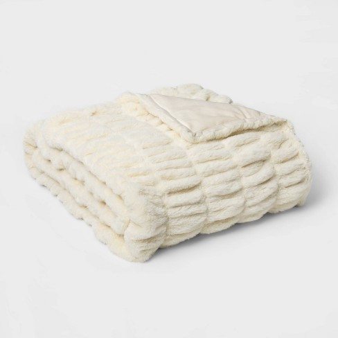 Sour Cream 60in x 50in by Project 62 Color Mongolian Faux Fur Throw Blanket 