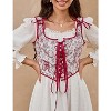 Acekool Women’s Vintage Floral Corset Lace-Up Vest, Vintage Pirate-Inspired Bustier with Embroidered Print - 2 of 4