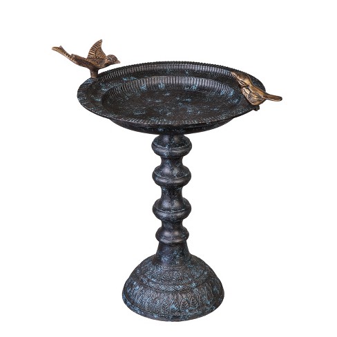 Evergreen Garden Cast Metal Bird Bath On Pedestal 20 X 19 X 15 Inches ...