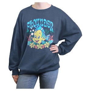 Junior's The Little Mermaid Floral Flounder Sweatshirt - 1 of 3