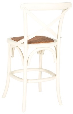 Antique White Oak X Back Counter Stool with Rattan Seat