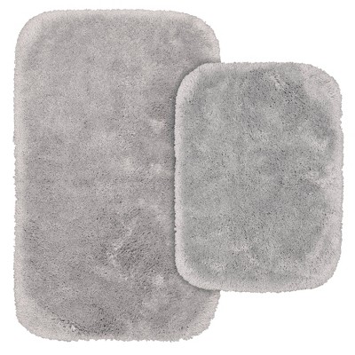 3pc Finest Luxury Ultra Plush Washable Nylon Bathroom Rug Set Platinum Gray  - Garland : Target