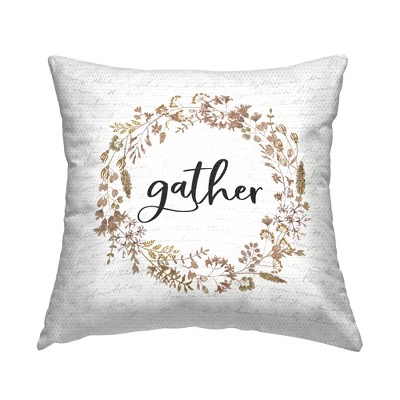 Stupell Industries Gather Phrase Leaf Wreath, 18 x 18