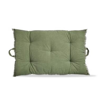 TAG 40"x26" Green Cotton Yarn Dyed Stone Wash with Handles Accent Decorative Throw Pillow Poly Filled Insert Rectangle Machine Washable