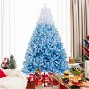 White & Blue Flocked Christmas Tree, Full Branch Tips, Fire-Resistant PVC, Hinged Design with Stable Metal Stand - 4 of 4