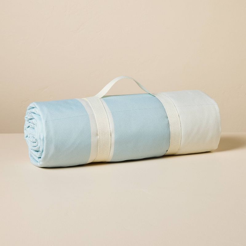 72&#34;x72&#34; Bold Stripe Picnic Blanket Cream/Light Blue/Red - Hearth &#38; Hand&#8482; with Magnolia, 1 of 6