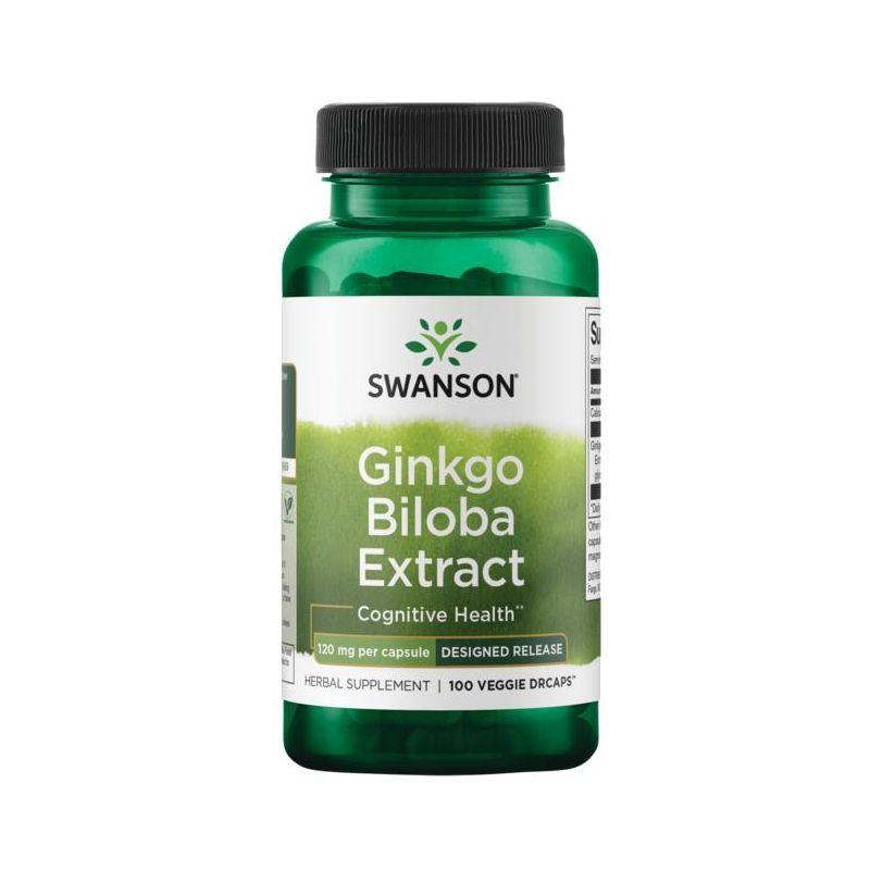 Swanson Herbal Supplements Standardized Ginkgo Biloba Extract 120 mg Veggie Capsule 100ct, 1 of 7