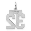 Black Bow Jewelry Sterling Silver, Athletic Collection, Small Polished Number 32 Pendant - 3 of 4