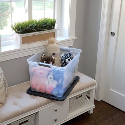 Buy Homz 64 Quart Secure Seal Latching Extra Large Clear Plastic ...