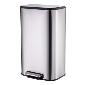 13 Gallon Stainless Steel Trash Can with Lid – Hands-Free Pedal Garbage Bin, Smudge & Fingerprint Resistant, for Kitchen, Bathroom - 1 of 4