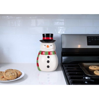 100 North Ceramic 11 inch Christmas Cookie & Candy Jar with Airtight Lid: Kitchen Canisters, Pet Treat Containers & Holiday Storage, Snowman Scarf — фото 5