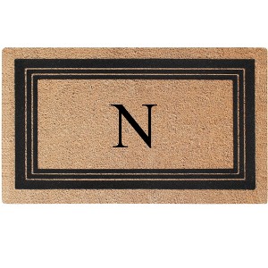 A1HC Natural Coir and PVC Backing 18"x30" Classic Border Monogrammed Flock Door Mat, Anti-Shed Doormat - 1 of 4