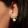 Ross-Simons 9-9.5mm Cultured Pearl and .50 ct. t.w. White Topaz Bow Drop Earrings in 18kt Gold Over Sterling - 4 of 4
