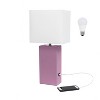 Modern Leather Table Lamp with USB and Fabric Shade - Elegant Designs - 3 of 4