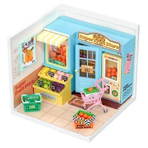 ROBOTIME Building Model Kit Super Creator Super Fruit Store Plastic DIY Miniature House Kit, Multicolored, 6.4"*6.4"*6" - 1 of 4